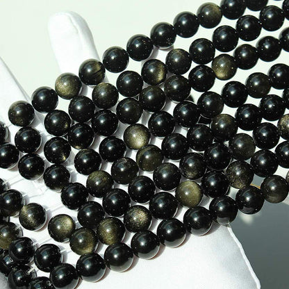 Genuine Golden Obsidian Beads for Jewelry Making Gemstone Semi Precious Stone Round 6mm Strand 15"(60-65pcs)