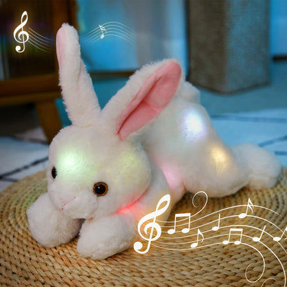 SpecialYou Light up Music Plush Bunny Rabbit Stuffed Animal Rabbit Plushie Toy Glow in The Dark Bedtime Companion Easter Bunny Gift for Kids, 14’’Best Gifts for Easter Day(LED & Musical)