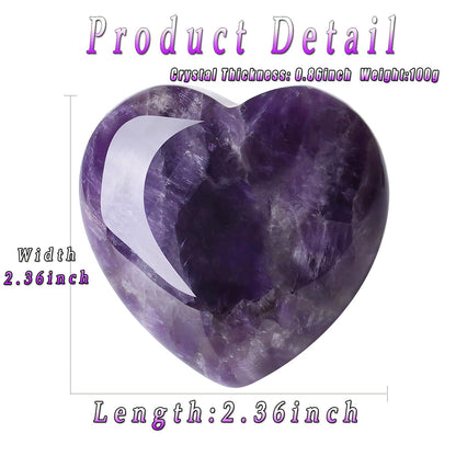 MAIBAOTA 60 mm Amethyst Crystal Rock Large Heart Stone Healing Crystals Gifts for Women Natural Reiki Gemstone Polished Heart Shaped Rocks Meditation