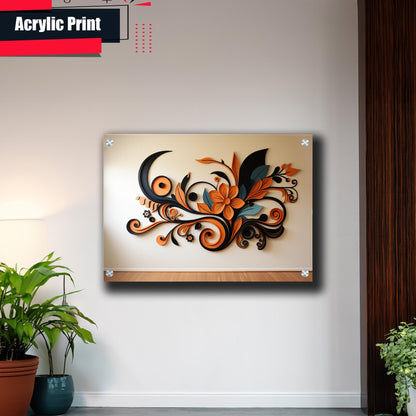 Scandinavian Folk Art, Black and Beige Abstract Botanical Wall Art for Scandinavian Home Decor, poster, Wall Decor