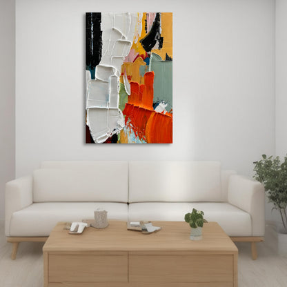 Limiyer Art 100% Hand-Painted Modern Abstract Art White and Black Art Oil Paintings for Family Living Room Hallway Wall Decoration 45x30 inches
