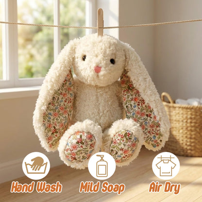 okegztoa Floral Bunny Stuffed Animal Cream French Style Blossom Romantic Rabbit Plush Toy Easter Stuffers Birthday Gifts Girlfriend Kids Party Favors Home Aesthetic Bedroom Decoration 8.7 Inch 9.5 oz