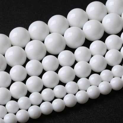 36PCS 10MM Natural White Agate Stone Beads Round Shape Suitable for Jewelry DIY Bracelet 15 Inches