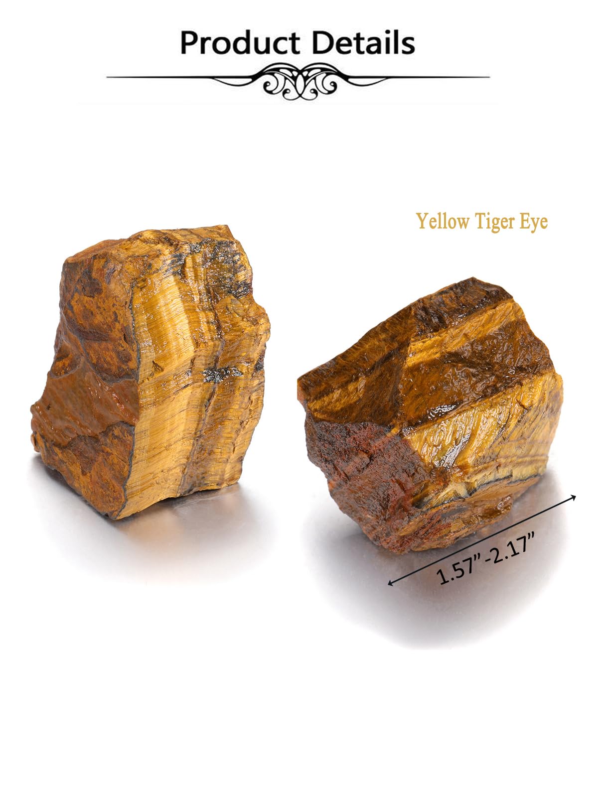 Top Plaza 2Pcs Natural Raw Tiger Eye Crystal Rock Stone Healing Crystals 1.6-2.2" Large Rocks for Tumbling Meditation Wicca Rough Stone Bulk Decoration