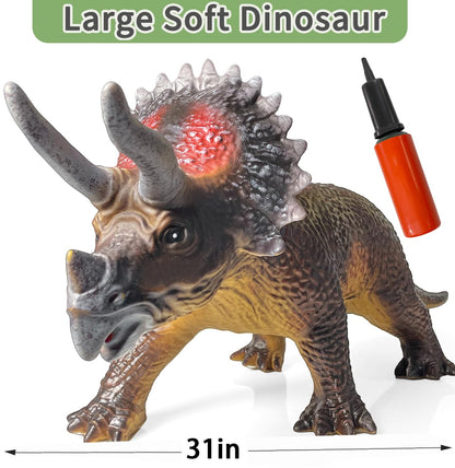Gzsbaby Dinosaurs King Giant Triceratops Dinosaur Toy – 32 inches Realistic Lifelike Dinosaur Figure, Jumbo Dino Toys for Kids Toddler 3-5 5-7 Years, Perfect Party Favors, Birthday Gifts
