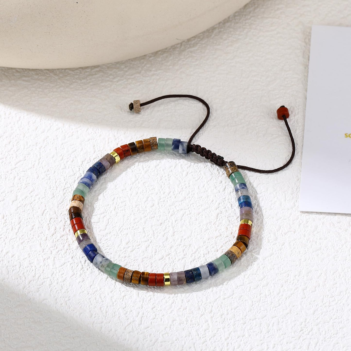 Chakra Bracelets for Women，Healing Natural Stone Bracelet 7 Chakras Healing Crystals Meditation Relax Anxiety Spiritual Jewelry for Calm Meditation Spiritual Bracelets for Women (seven color)