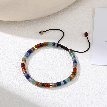 Chakra Bracelets for Women，Healing Natural Stone Bracelet 7 Chakras Healing Crystals Meditation Relax Anxiety Spiritual Jewelry for Calm Meditation Spiritual Bracelets for Women (seven color)