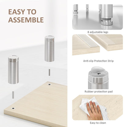 AX Waber Dual Monitor Riser - Adjustable Length & Angle, Wooden Stand for 2 Monitors with Storage