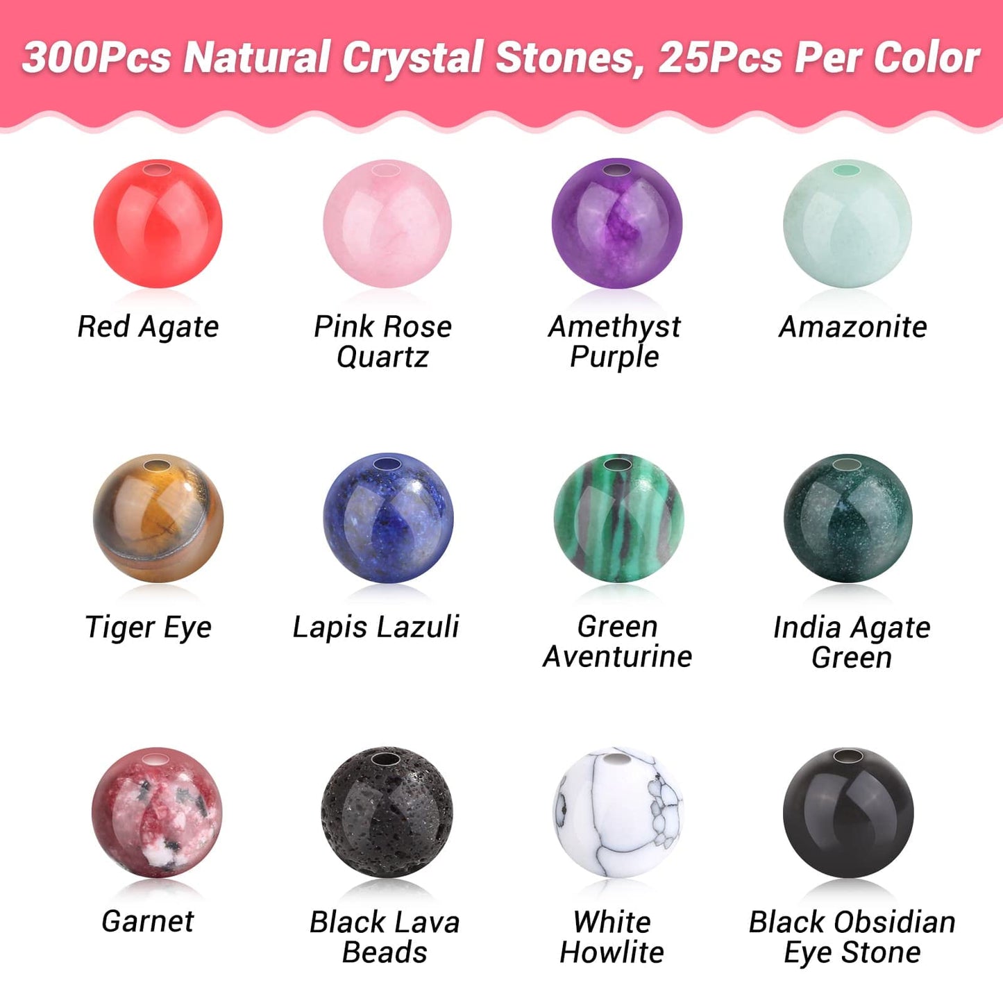 PAXCOO 473Pcs Stone Jewelry Making Kit Crystal Stone Bracelet Making Kit for Adults, Crystal Natural Healing Beads for Jewelry Making, Bracelet Making