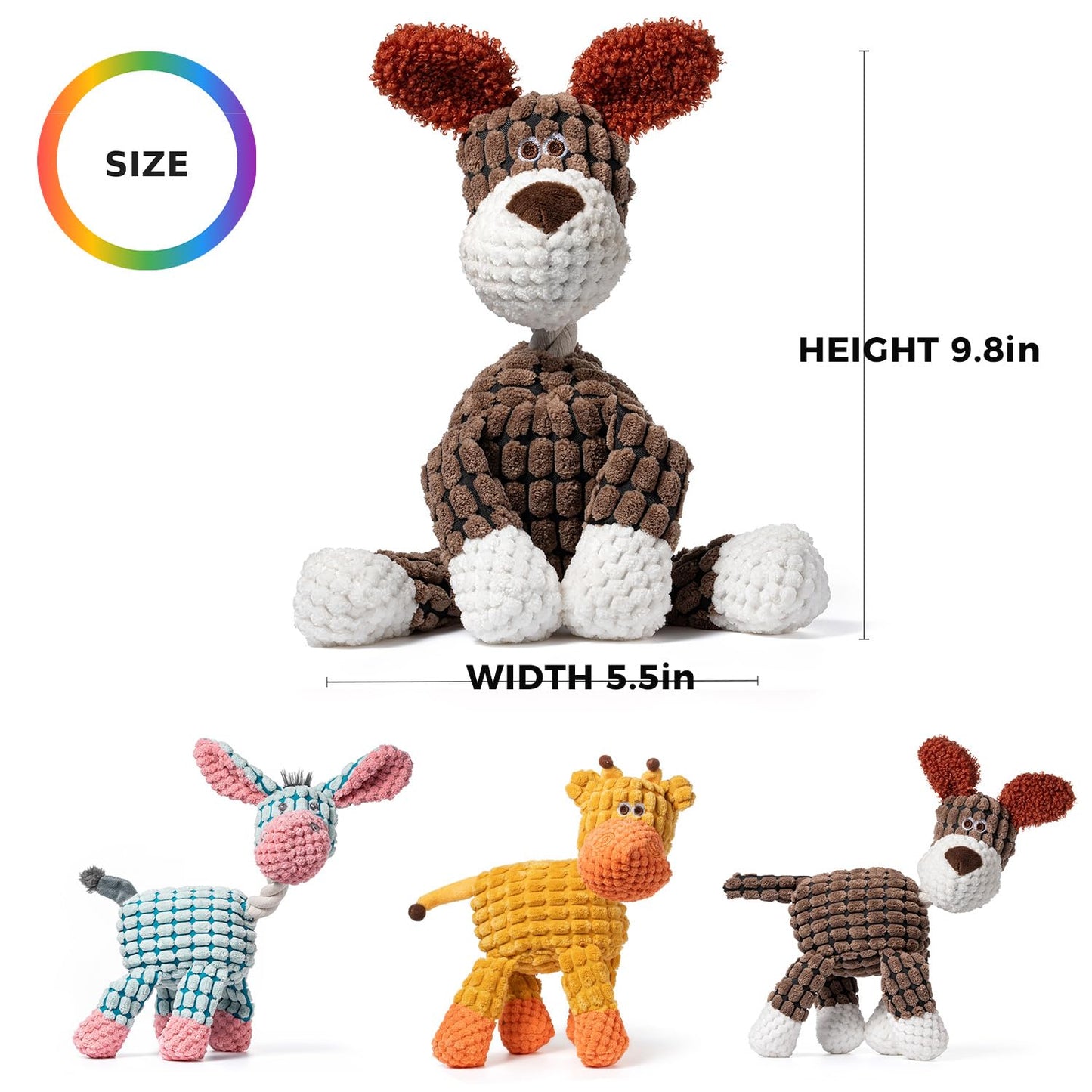 Zagrine 3-Pack Squeaky Dog Toys,Durable Stuffed Animal Plush Dog Toys with Squeak Sounds to Keep Dogs Busy,Tough Cute Puppy Toys for Small,Medium,and Large Dogs