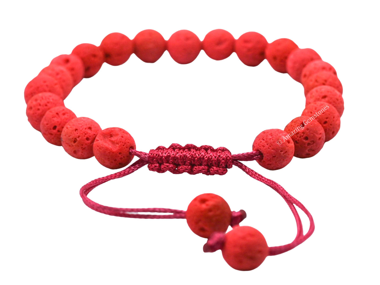 Amazing Gemstone Red Lava Bracelet, Gifts For Men & Women - Protection Healing Crystal Bracelet - 8mm Gemstone Beaded Adjustable Bracelet, Pulseras Para Hombres Mujer Stocking Stuffers