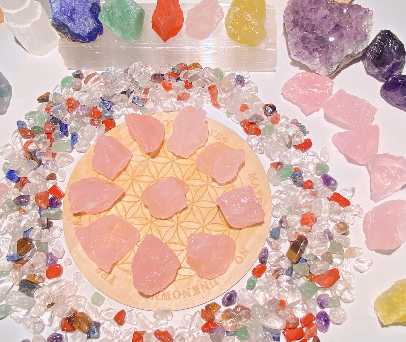0.9 lbs Rose Quartz Crystals Raw Stones Healing Crystal Quartz Large 1" Bulk Rocks Gemstones for Tumbling Cabbing Fountain Decoration Polishing Wicca Reiki 400G Rough Quartz