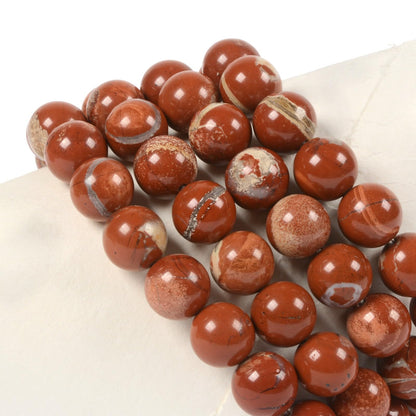 Justinstones Natural Red River Jasper Gemstone 10mm Round Beads Stretch Bracelet 7 Inch Unisex