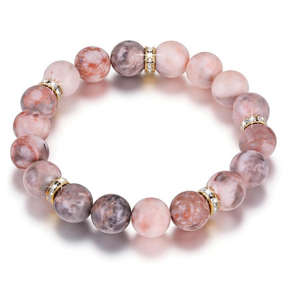 Healing Beaded Bracelet for Women - Rose Quartz & Chakra Crystal Anxiety Stress Relief Bead Bracelets, Calming Stretchy Yoga Meditation Daily Wear Healing Stones Bracelet, Stress Relief Gift for Her