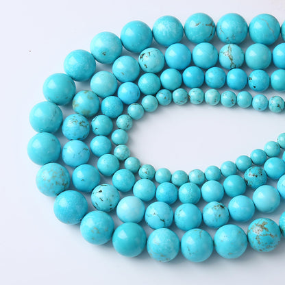 ZXYMLZI 12mm 32pcs AAA Grade Natural Blue Turquoise Round Loose Beads for Jewelry Making DIY Bracelet Necklace Accessories