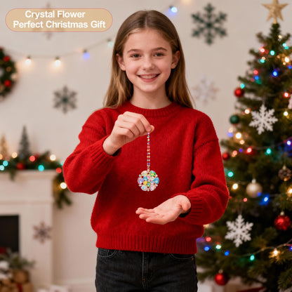 Lumiti Crystal Flower Christmas Ornaments, Glitter Cute Hanging Decorations for Xmas Tree Decor Gift for Women Girls Kids Mom (Flower)