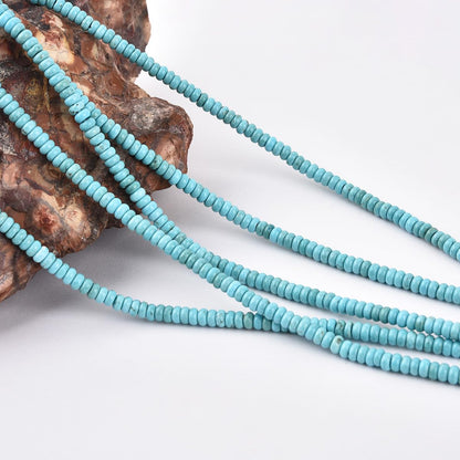 150pcs 4x2mm Natural Turquoise Disk Rondelle Spacer Semi Precious Gemstone Loose Stone Beads for Jewelry Making 15 Inch