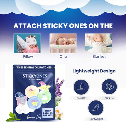 Gemma Joy Bedtime Baby Soothers & StickyOnes Sleep Patches - Cry Activated Heartbeat Bunny Plush Toy, Stuffed Animal with Calming Light & All-Natural, No Melatonin Bedtime Patches for Kids and Baby