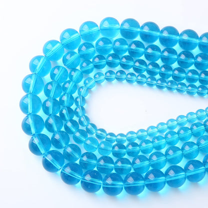 6MM 63PCS Light Blue Glass Spacer Loose Beads for Jewelry Making DIY Bracelet Necklace