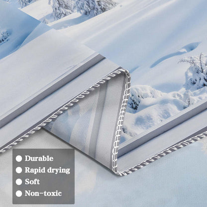 Lifeella Winter Snow Window Tapestry, Forest Outdoor Landscape Christmas Wall Backdrop, Snowy Mountain Mural for Living Room Bedroom Decor, White 36x48 inches