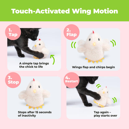 Catify Best Pet Supplies Flapping Duckling, Chick & Bird Cat Toy - Motion-Activated Wings, Realistic Chirps, Catnip-Infused Plush, USB-Rechargeable, Indoor Cats & Kittens, Self-Play Enrichment - Beige