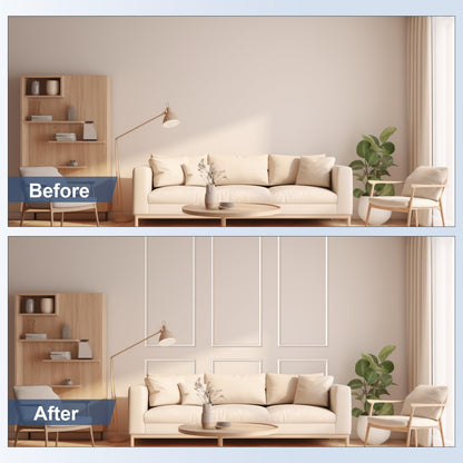 NeatiEase Peel and Stick Wall Molding Kit 6-Frame Premade, Ready-to-Assemble Wall Moulding Panel Frame, Self Adhesive Wainscoting Panels, Accent Molding Trim for Interior Walls Home Decor (Style 1)