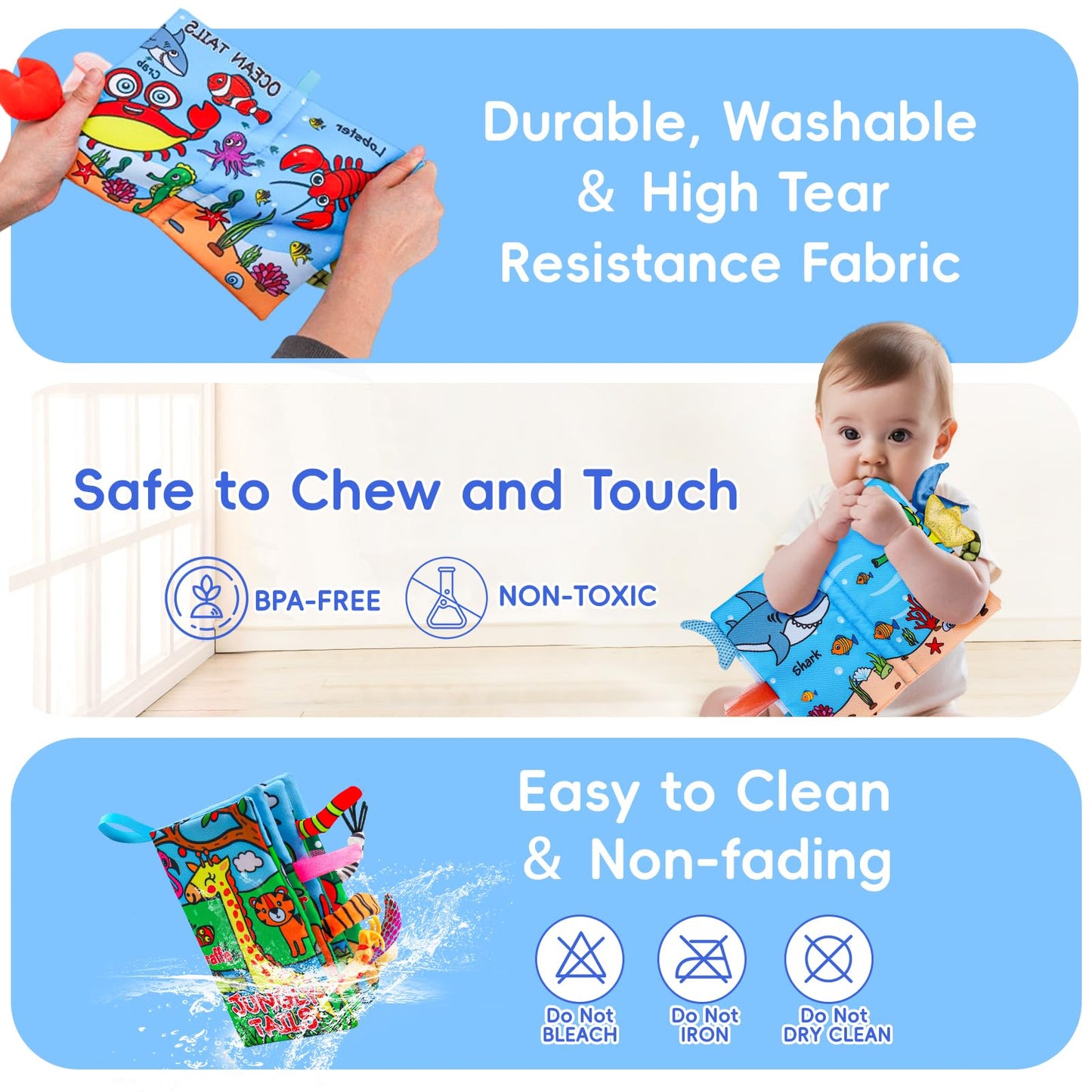 2PCS Baby Books Toys 0-6 Months Infant Tummy Time Sensory Travel Toys 3 4 5 6 Month Crinkle Touch Feel Busy Soft Book for Babies 0-3 3-6 6-12 Months Newborn Essentials Must Haves Boy Girl Shower Gifts