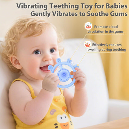 Vibrating Teether for Baby, Sensory Chew Toys for Autistic Children & Teething Toys for Babies 6-18 Months, USB Chargeable & 3X Vibration Settings. Toddler Travel Essential, Autism Sensory Products