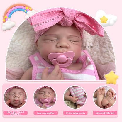 Oppaionaho Realistic 19 inch Pascale Girl Open Mouth Full Body Silicone Reborn Baby Dolls, Lifelike Sleeping Newborn Doll Anatomically Correct (Girl)