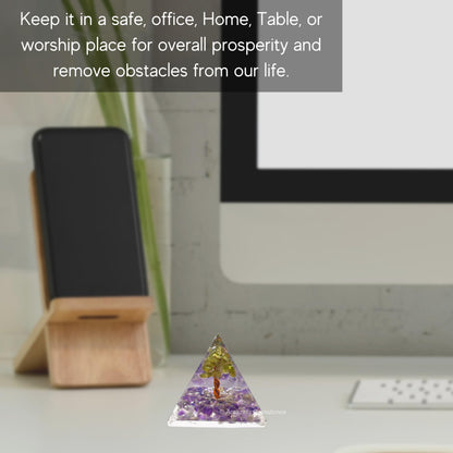 Amazing Gemstone Amethyst with Peridot Tree Orgone Pyramid - 30mm Small Orgonite Pyramids with Crystals and Healing Stones - Authentic Organite Gifts