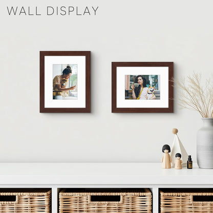 Golden State Art, 8x10 Picture Frame with Mat for 5x7 Photo - High Definition Glass Wall Mounting or Tabletop Display (Brown, 1 Pack)