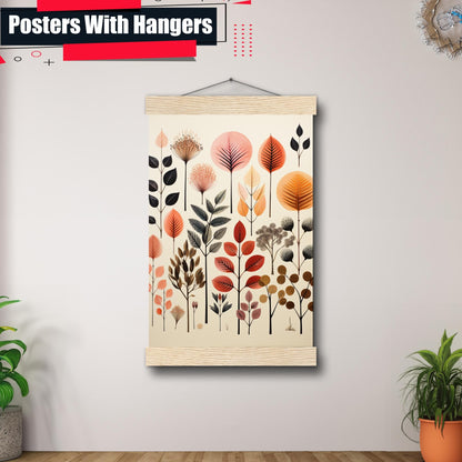 Scandinavian Folk Art, Black and Beige Abstract Botanical Wall Art for Scandinavian Home Decor, Poster Prints, Wall Decor