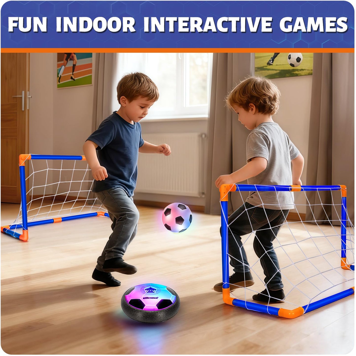 Hover Soccer Ball Set with 2 Goals, Indoor Toys for Boys Age 6-8, Kids Soccer Gift for Boys 8-12, Kid Sports Games Toys for 3 4 5 6 7 8 Year Old, Ideas Christmas Birthday Gifts for Kids Ages 4-8