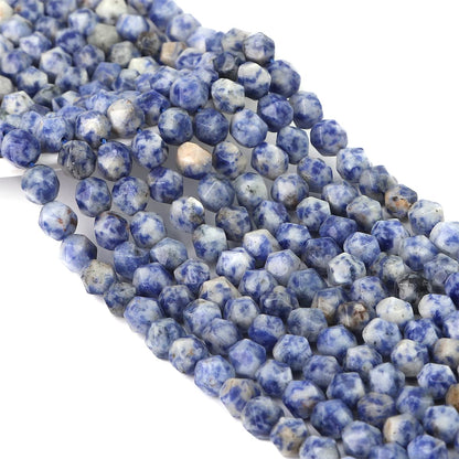 BEADIA Faceted Natural Blue Sodalite Stone Round Beads 6mm 36cm/Strand for Jewelry Making