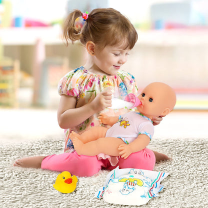 deAO Baby Doll Set with Bathtub,11PCS Doll Bath Set - Real Working Bathtub with Detachable Shower Spray,Toy Gift Set for 3+ Years Old Kids