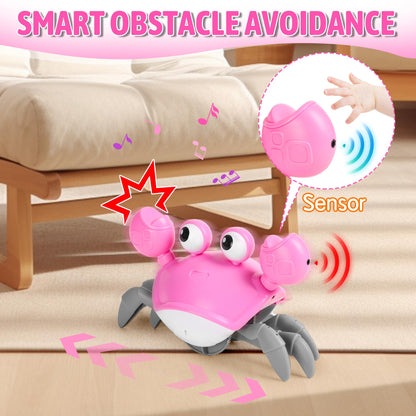 Hirger Crawling Crab Baby Girl Toy, Dancing Walking Infant Toy for Tummy Time, Sensory Toy for 3-6-12-18 Months Babies & Toddlers 1-2-3, Musical Birthday Gift