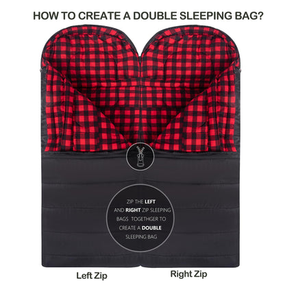 HiZYNICE Sleeping Bags for Adults Cold Weather Zero Degree Extra Large Sleeping Bag Adult Big and Tall Winter Camping XXL,Black Right Zip,90" x 39"