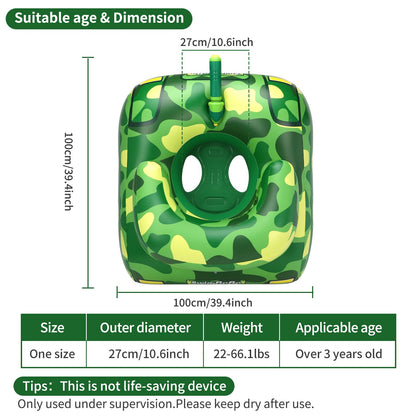 Swimbobo Tank Pool Floats with Water Gun Kids Toddler Pool Floaties Swim Floaty Rafts Lake Beach Party Pool Toys for Boys Girls (Green Tank)