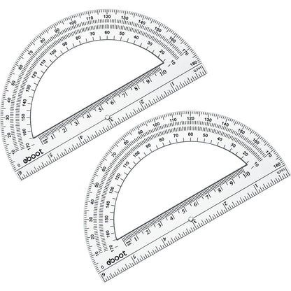 EBOOT 24 Pack Plastic Protractors Math Protractor 180 Degrees 6 Inch (Clear)