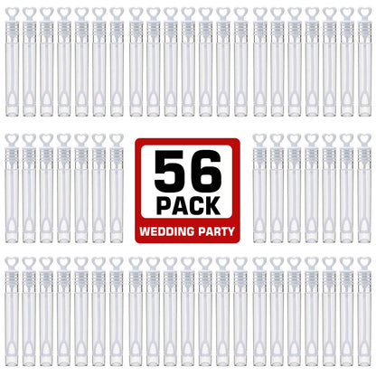 56 Pack Mini White Heart Bubble Wands- Perfect Bubble Toy Ideal Party Favors for Weddings Support and Anniversaries, Valentine's Day, Family Reunion, Special Festival Gift for Couple, boy and Girl