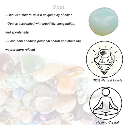 Erliway Opal Healing Crystal Stones, 1.25-2.0" Large Reiki Healing Gemstones Natural Tumbled Polished Stones for Energy Witchcraft Therapy Meditation