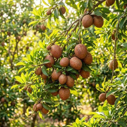Sapodilla Tree Live Plant, Sapodilla Plant, Sweet Brown Tropical Fruit Tree, 3 Gallon Pot, 2-3 Feet Tall, Ideal for Backyard, Edible Garden, No Ship to CA