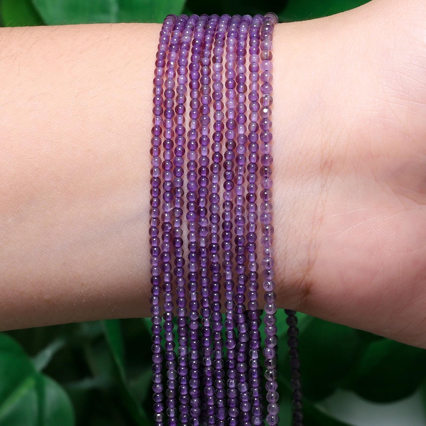Songxi 180pcs 2mm Amethyst Natural Round Stone Beads for Jewelry Making, Smooth Loose Small Gemstone Beads for Bracelets Necklace, Chakra Stones with Energy Power
