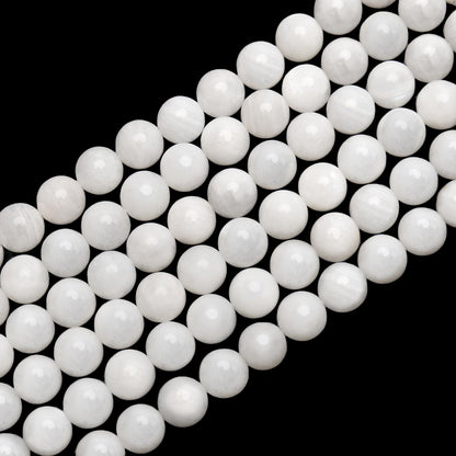 70PCS Natural 8MM Healing Gemstone, Moonstone Energy Stone Round Loose Beads, Semi-Precious Crystal Beads with Free Elastic String for Jewelry Making DIY