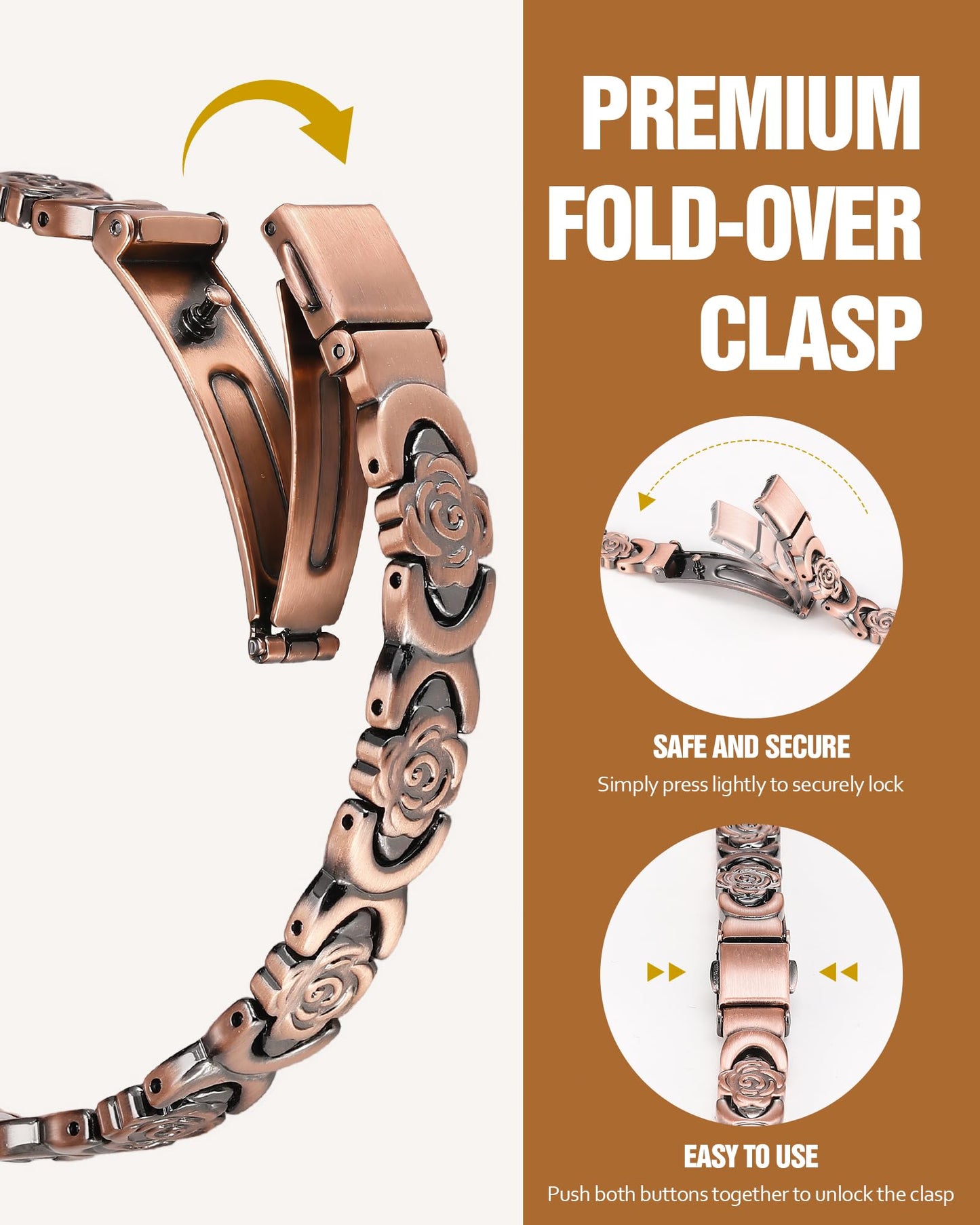 Jecanori Pure Copper Bracelets for Women, Effective Magnetic Therapy Bracelet for Women, Adjustable Copper Jewelry Gift