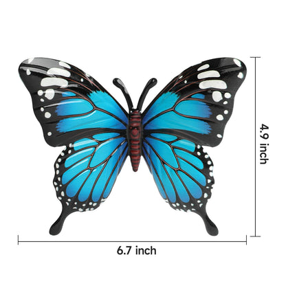 LSFFM 4 Pack Metal Butterfly Decorations, 6.7 in Butterfly Wall Art Sculpture Hanging Decor, Metal Butterflies Outdoor Decor for The Garden, Patio, Fence, Home, and Yard