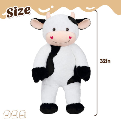 Cudhug 32" Large Cow Stuffed Animal, Giant Soft Plush Fluffy Cow Toy Birthday Holiday Party Gifts for Kids Girls Boys
