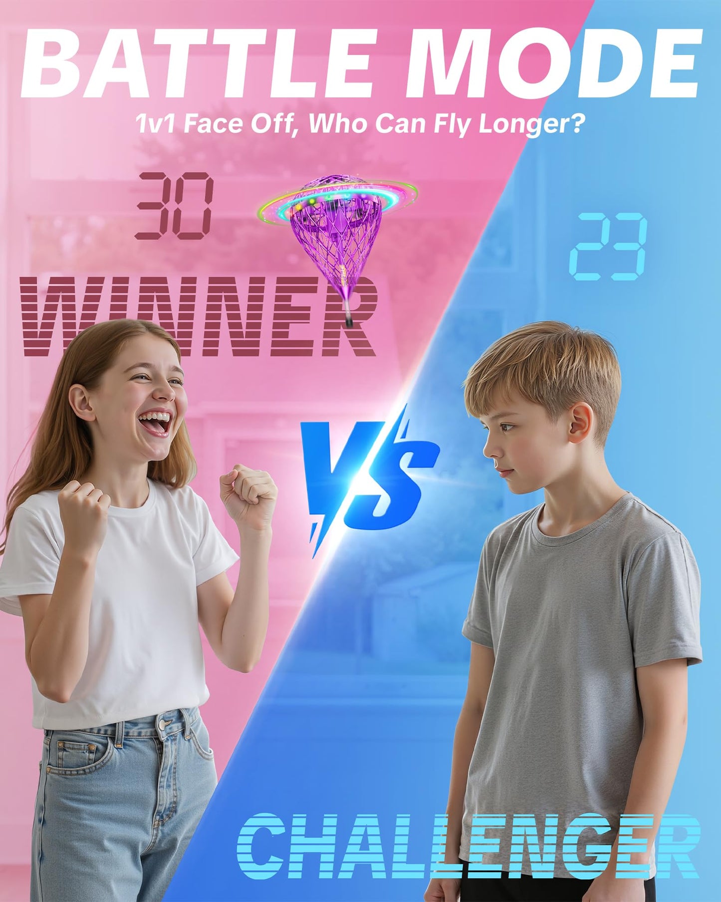 Flystars Flying Bouncing Toys, Next-Gen Pro 2025 Cosmic Globe Flying Orb Ball Motion-Control Hover Spinner with 3D Flips, Cool Birthday Toy for Kids 6+ Boys Girls Teens (Purple-L)
