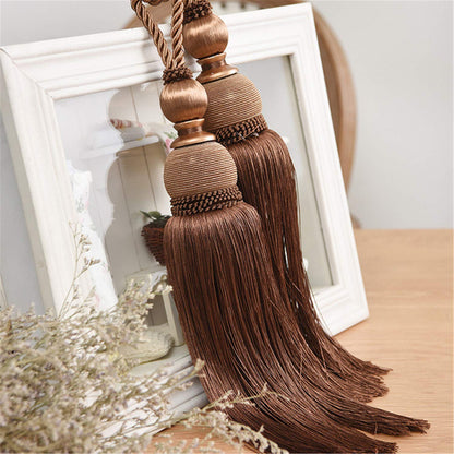 Selling Wonderful Curtain Holdbacks Curtains Tiebacks Home Decorative Braided Buckle Fastener Accessories Window Drapery Ball Tassels Tiebacks, Set of 2 (Coffee)