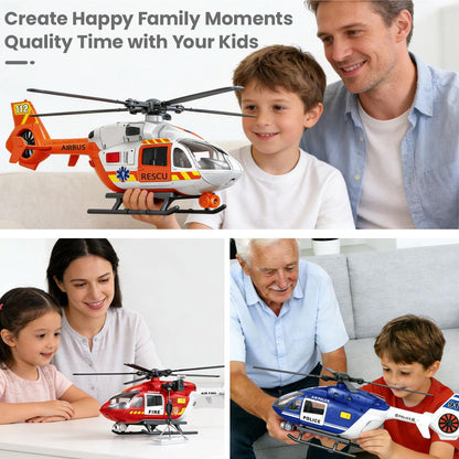 ANJARU Helicopter Toy with Lights and Sound,Simulative Rescue Helicopter Toddler Kids Toys for Kids Aged 3 4 5 6 Pull-Back Propeller Army Toys Toddler Kids Boys Gifts (Rescue-Helicopter)